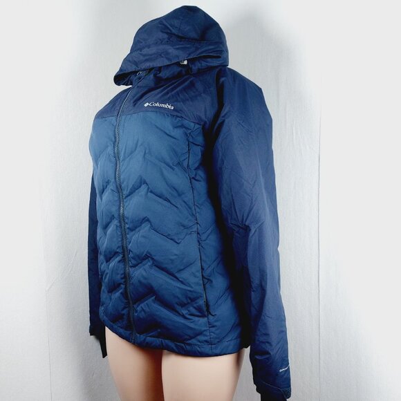 Columbia Women's Navy Blue Omni-Tech Trek Down Long Sleeve Puffer Jacket Size L - Picture 4 of 12
